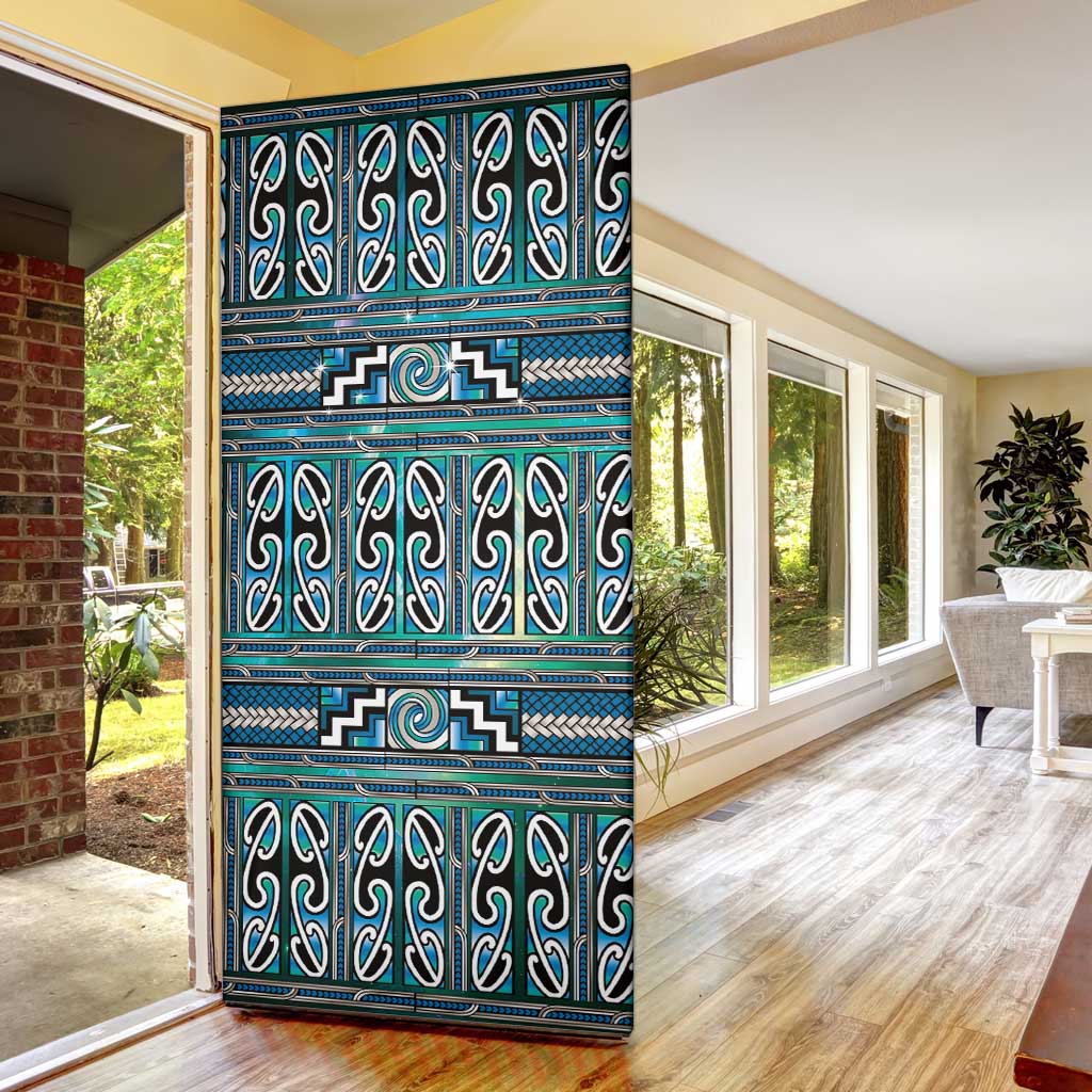 Maori Matariki Door Cover Green Galaxy Aesthetic Koru Art