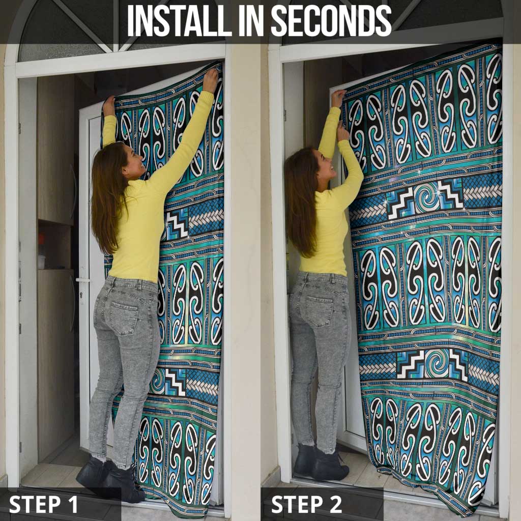 Maori Matariki Door Cover Green Galaxy Aesthetic Koru Art