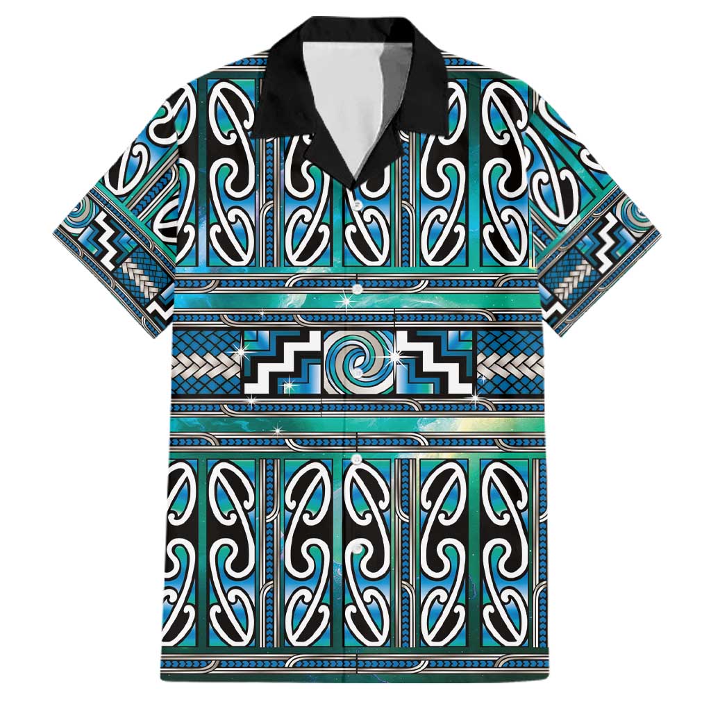 Maori Matariki Family Matching Summer Maxi Dress and Hawaiian Shirt Green Galaxy Aesthetic Koru Art LT01 Dad's Shirt - Short Sleeve Green - Polynesian Pride