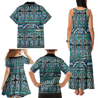 Maori Matariki Family Matching Tank Maxi Dress and Hawaiian Shirt Green Galaxy Aesthetic Koru Art