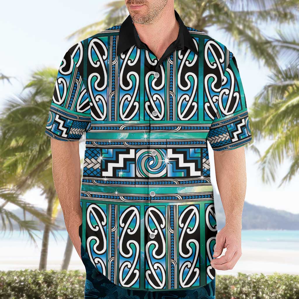 Maori Matariki Hawaiian Shirt Green Galaxy Aesthetic Koru Art LT01 - Polynesian Pride