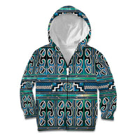 Maori Matariki Kid Hoodie Green Galaxy Aesthetic Koru Art LT01 Zip Hoodie Green - Polynesian Pride