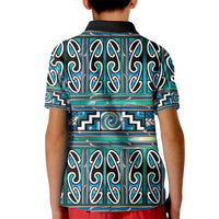 Maori Matariki Kid Polo Shirt Green Galaxy Aesthetic Koru Art