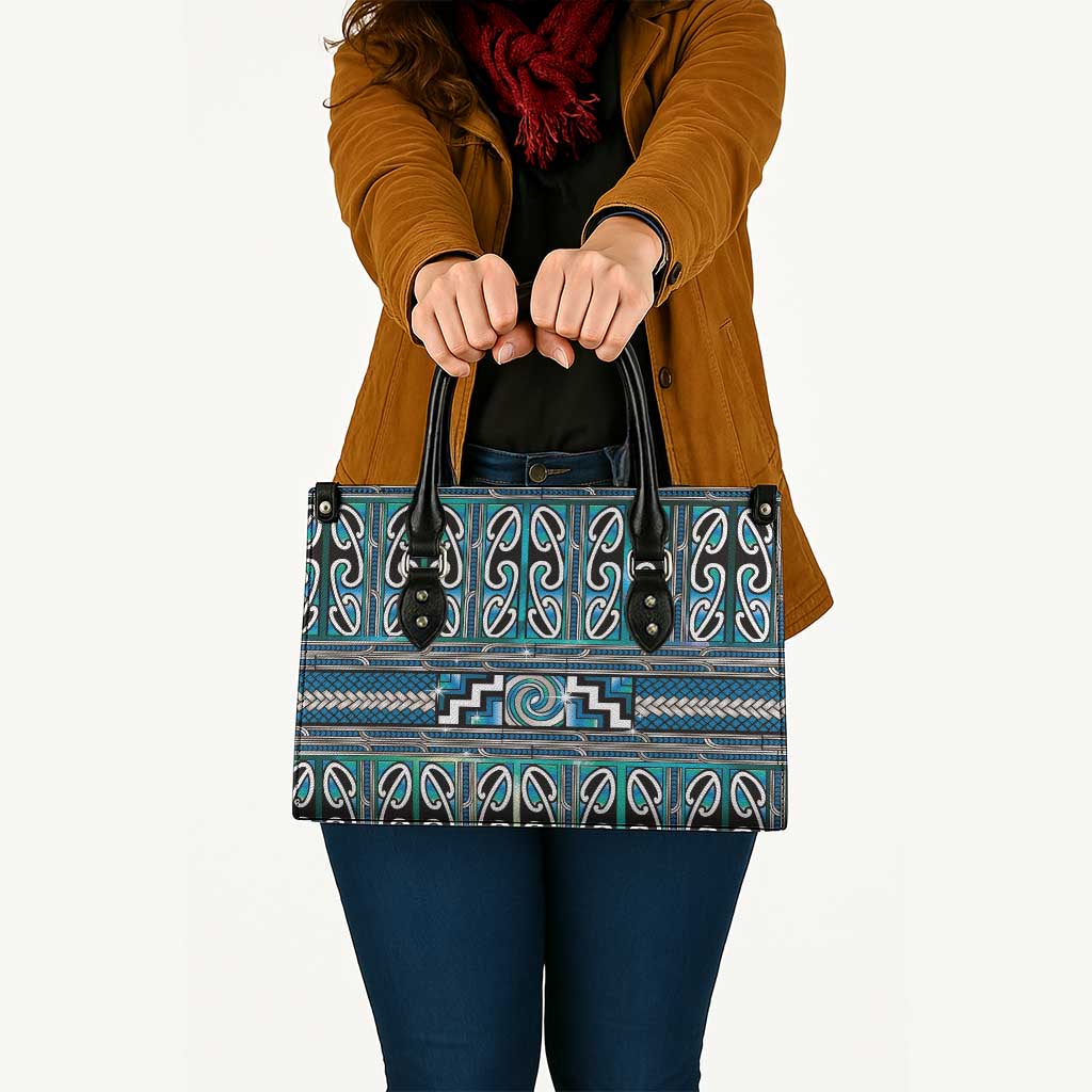 Maori Matariki Leather Bag Green Galaxy Aesthetic Koru Art