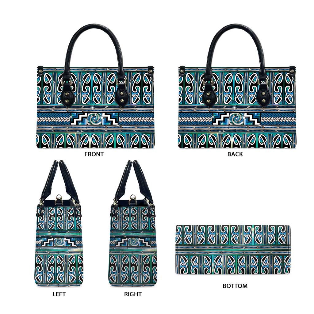 Maori Matariki Leather Bag Green Galaxy Aesthetic Koru Art