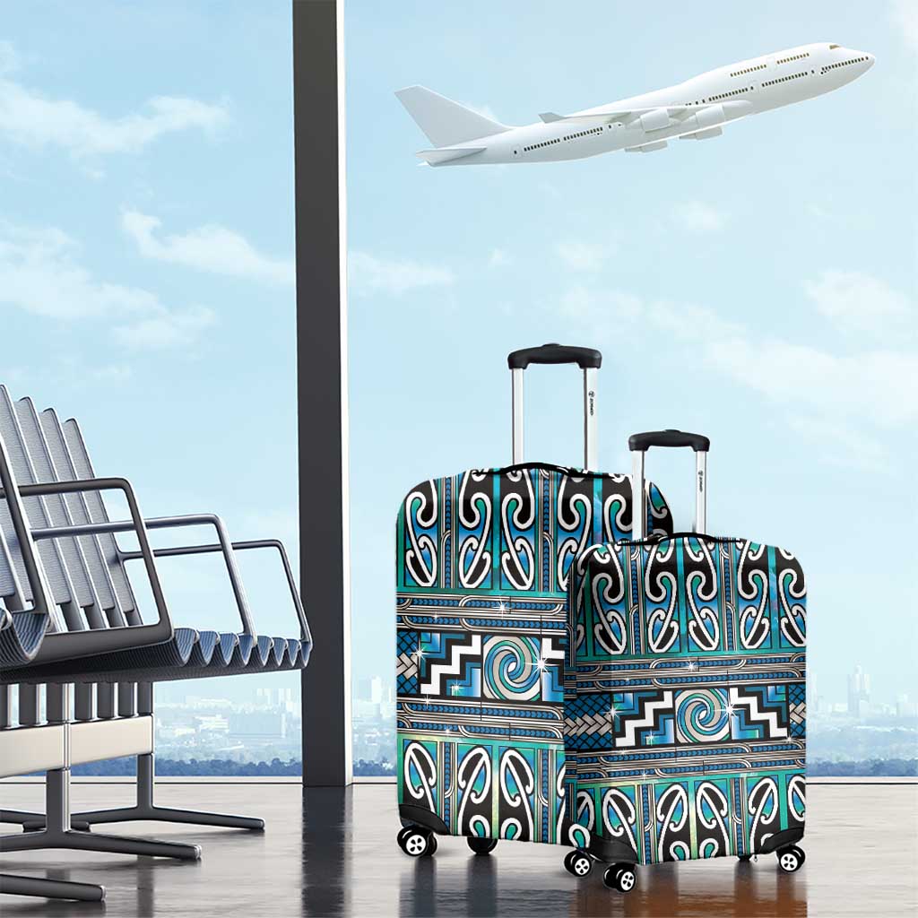 Maori Matariki Luggage Cover Green Galaxy Aesthetic Koru Art LT01 - Polynesian Pride