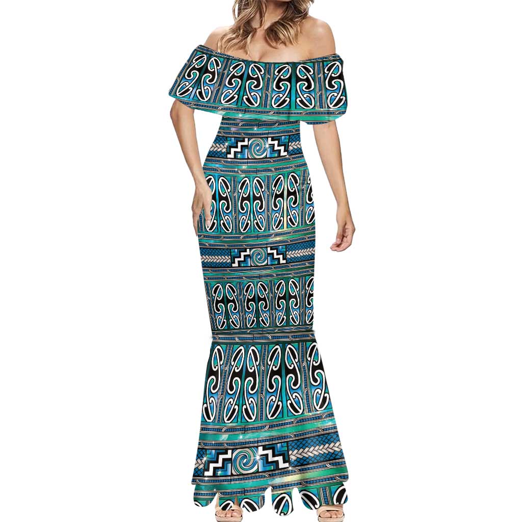 Maori Matariki Mermaid Dress Green Galaxy Aesthetic Koru Art LT01 - Polynesian Pride