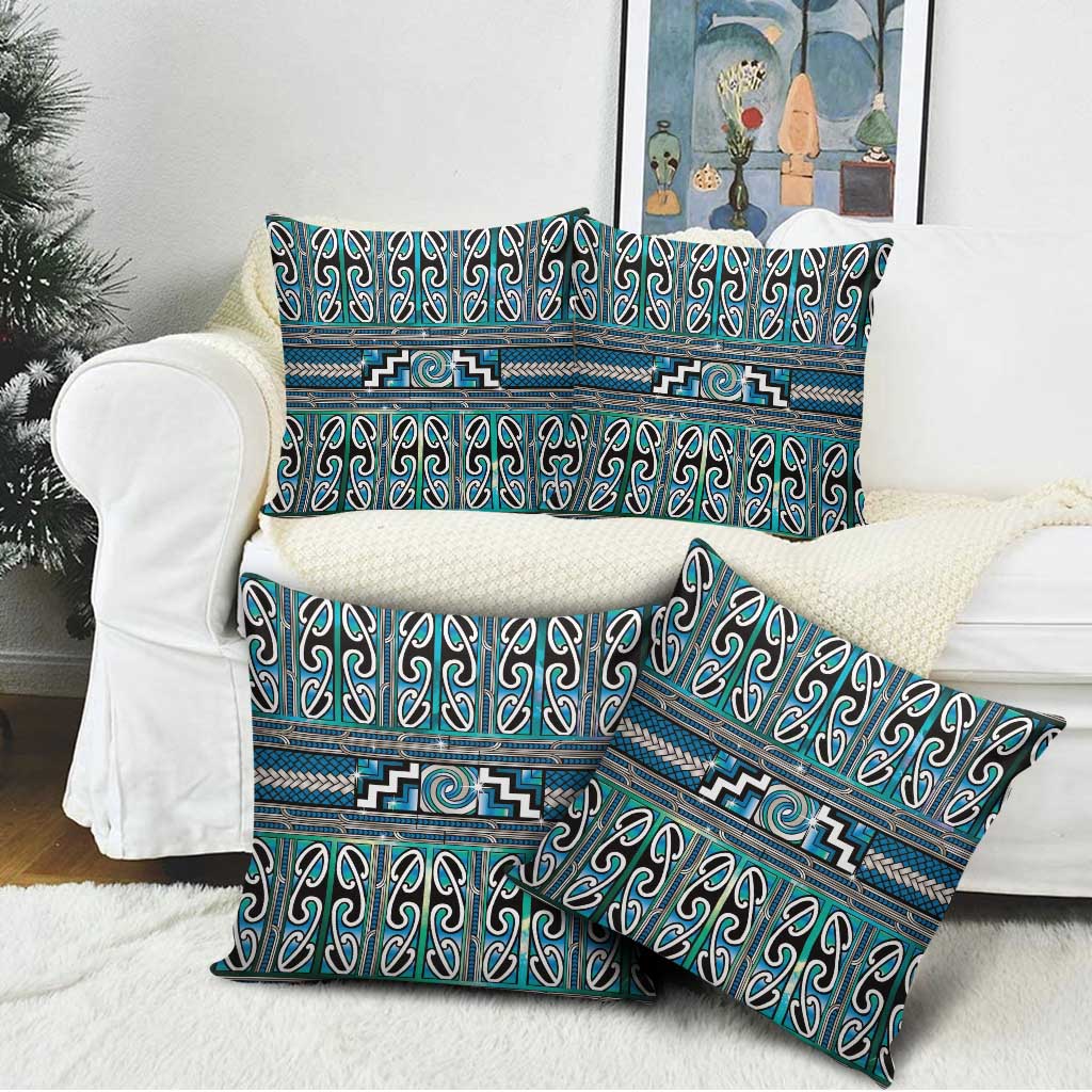 Maori Matariki Pillow Cover Green Galaxy Aesthetic Koru Art
