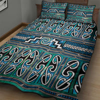 Maori Matariki Quilt Bed Set Green Galaxy Aesthetic Koru Art