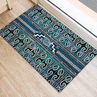 Maori Matariki Rubber Doormat Green Galaxy Aesthetic Koru Art