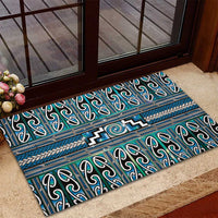 Maori Matariki Rubber Doormat Green Galaxy Aesthetic Koru Art