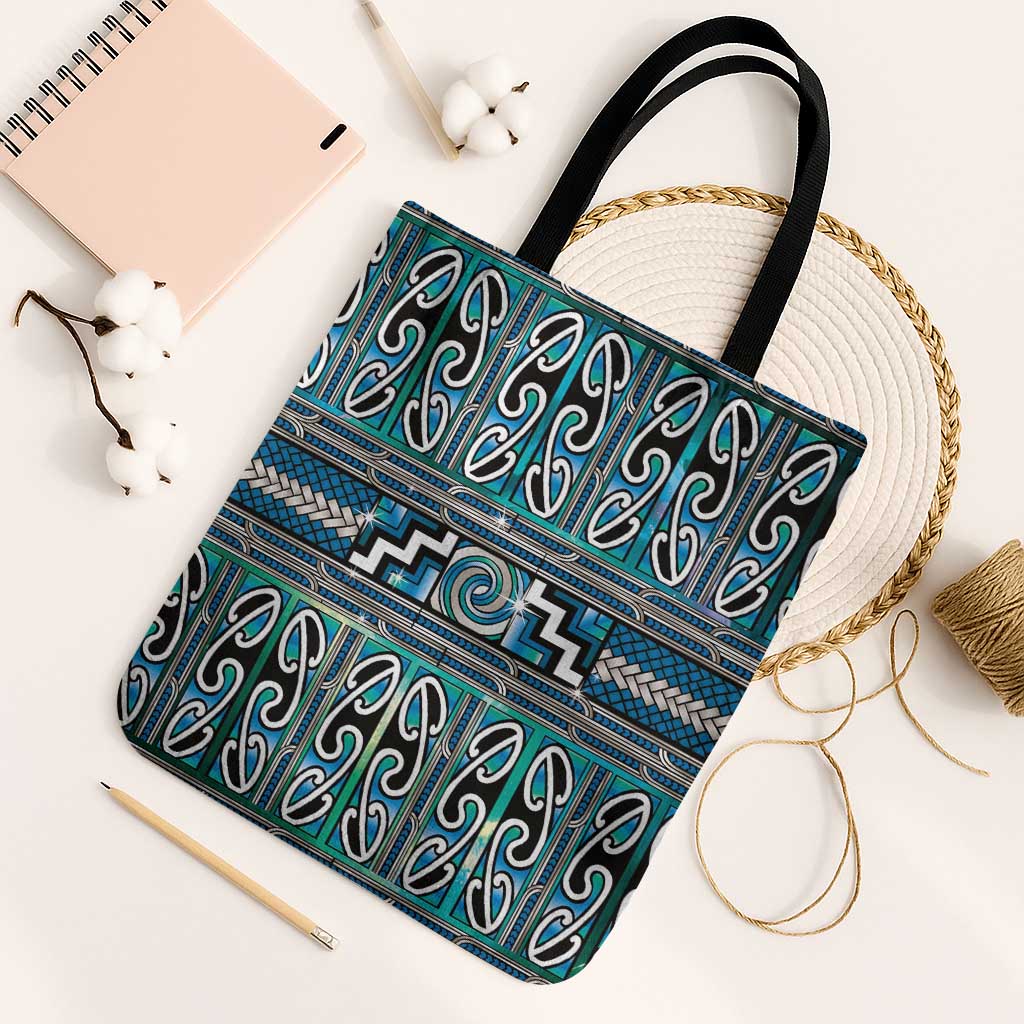 Maori Matariki Tote Bag Green Galaxy Aesthetic Koru Art