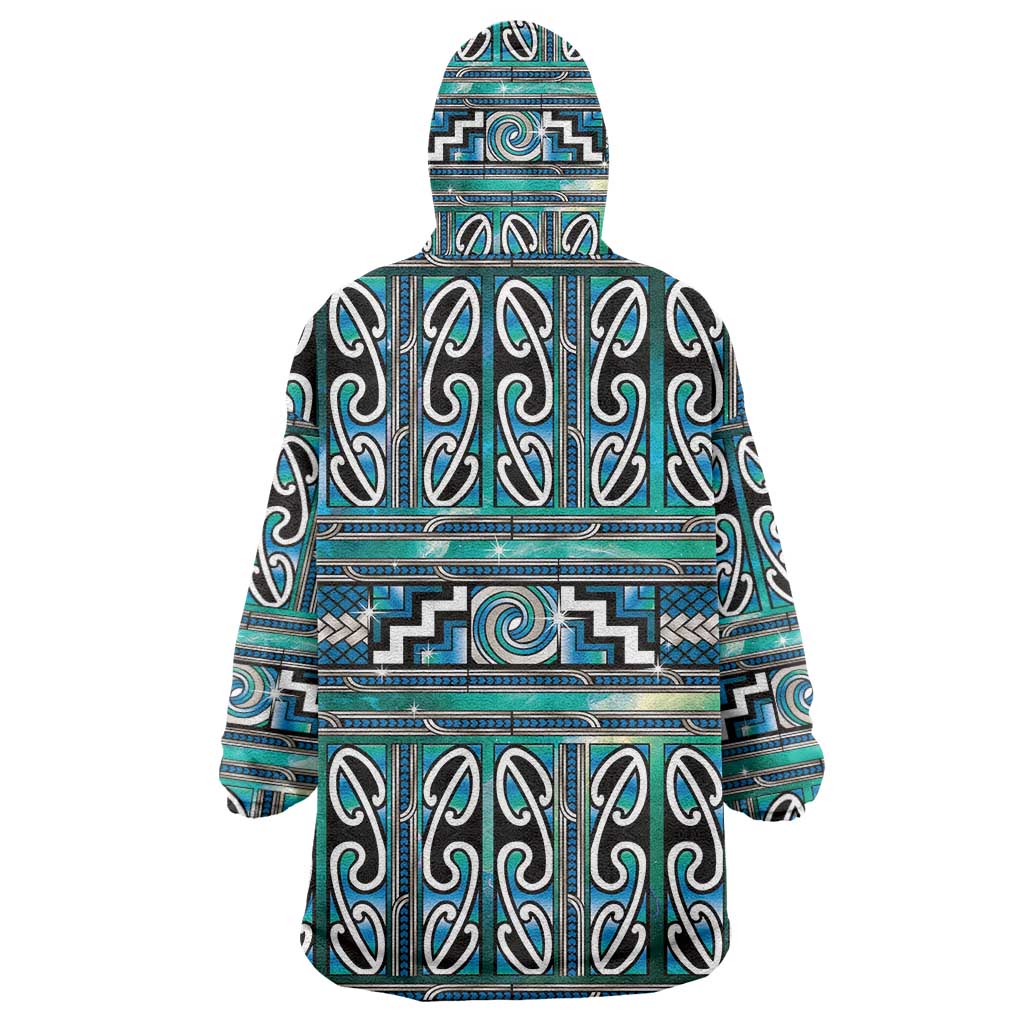 Maori Matariki Wearable Blanket Hoodie Green Galaxy Aesthetic Koru Art