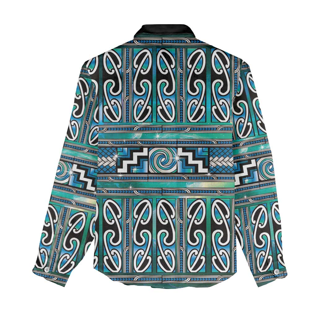 Maori Matariki Women Casual Shirt Green Galaxy Aesthetic Koru Art