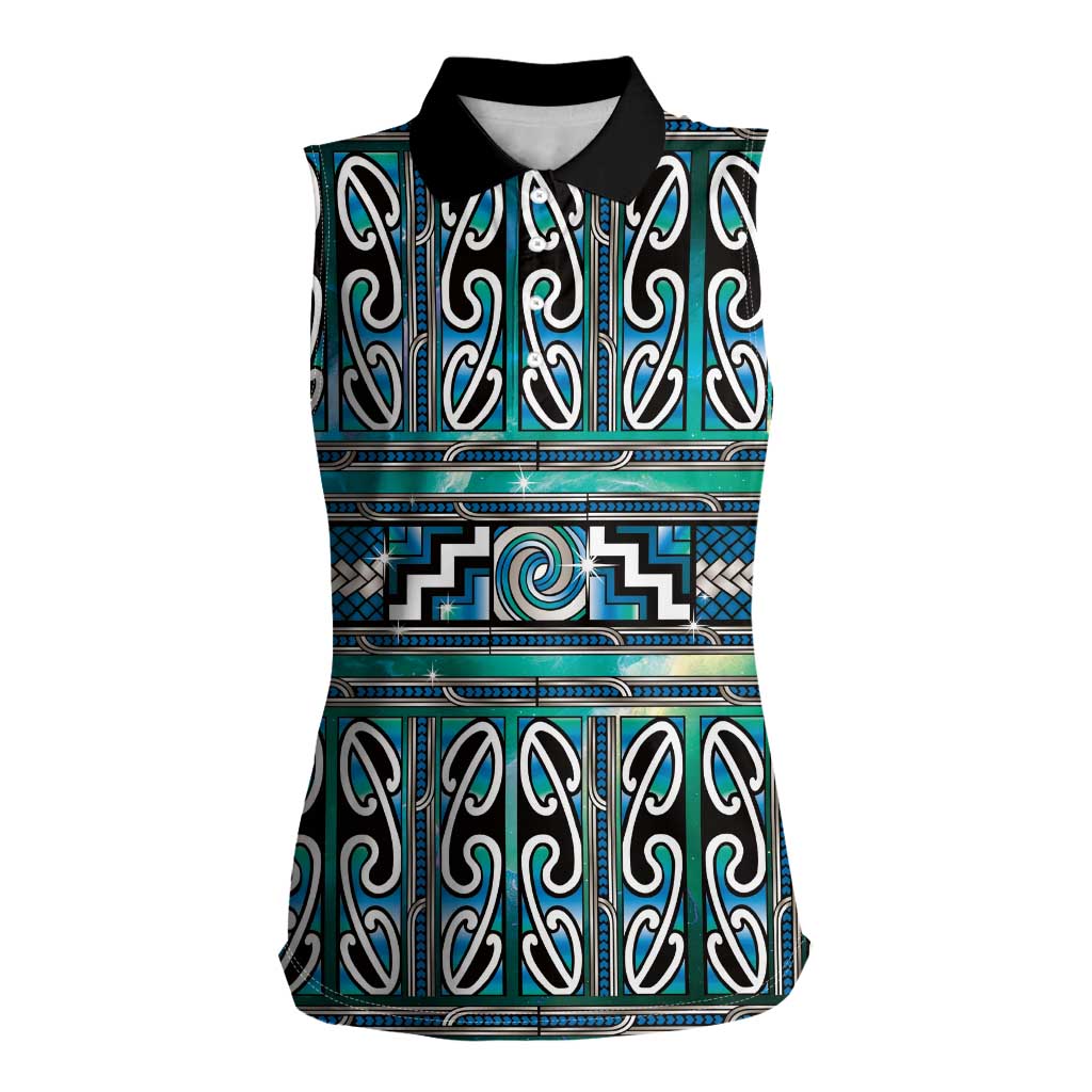 Maori Matariki Women Sleeveless Polo Shirt Green Galaxy Aesthetic Koru Art LT01 Female Green - Polynesian Pride