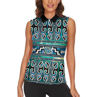 Maori Matariki Women Sleeveless Polo Shirt Green Galaxy Aesthetic Koru Art LT01 - Polynesian Pride