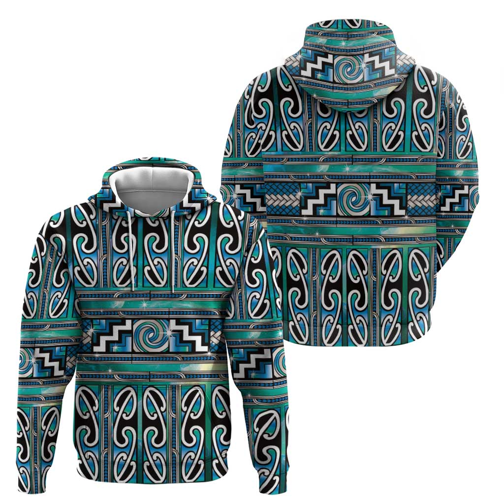 Maori Matariki Zip Hoodie Green Galaxy Aesthetic Koru Art LT01 - Polynesian Pride