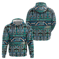 Maori Matariki Zip Hoodie Green Galaxy Aesthetic Koru Art LT01 - Polynesian Pride