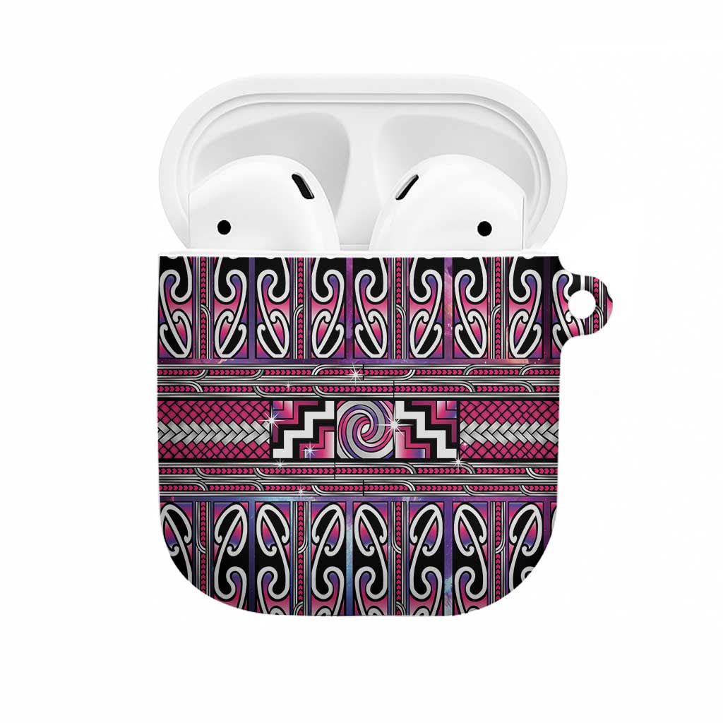 Maori Matariki AirPods Case Pink Galaxy Aesthetic Koru Art