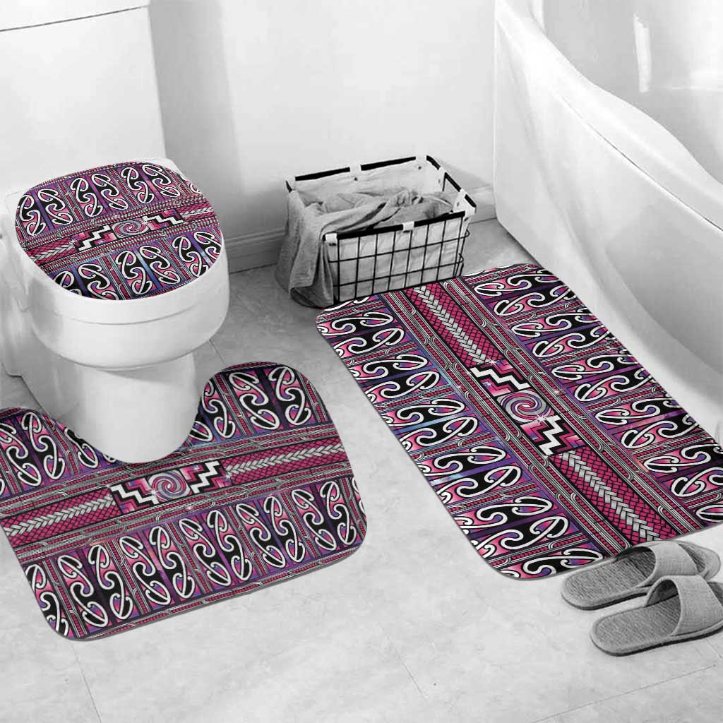 Maori Matariki Bathroom Set Pink Galaxy Aesthetic Koru Art