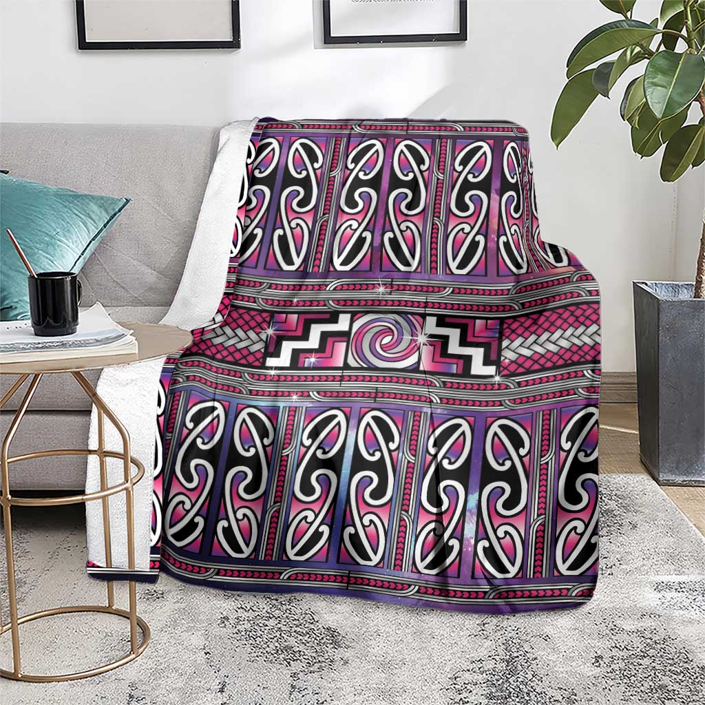 Maori Matariki Blanket Pink Galaxy Aesthetic Koru Art