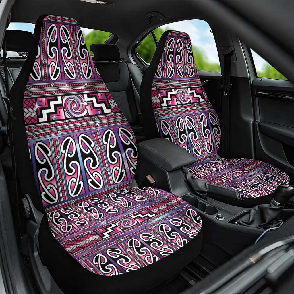 Maori Matariki Car Seat Cover Pink Galaxy Aesthetic Koru Art LT01 One Size Pink - Polynesian Pride