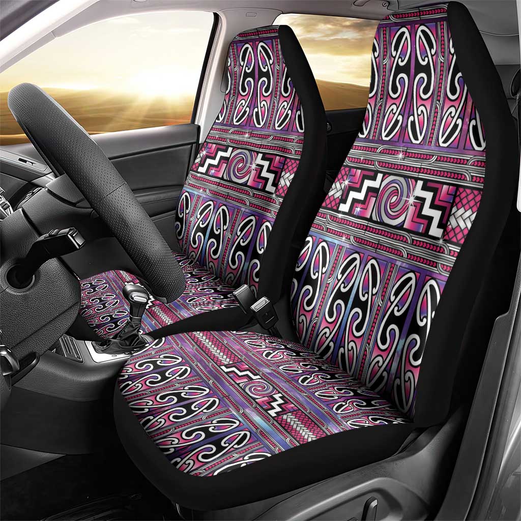 Maori Matariki Car Seat Cover Pink Galaxy Aesthetic Koru Art LT01 - Polynesian Pride