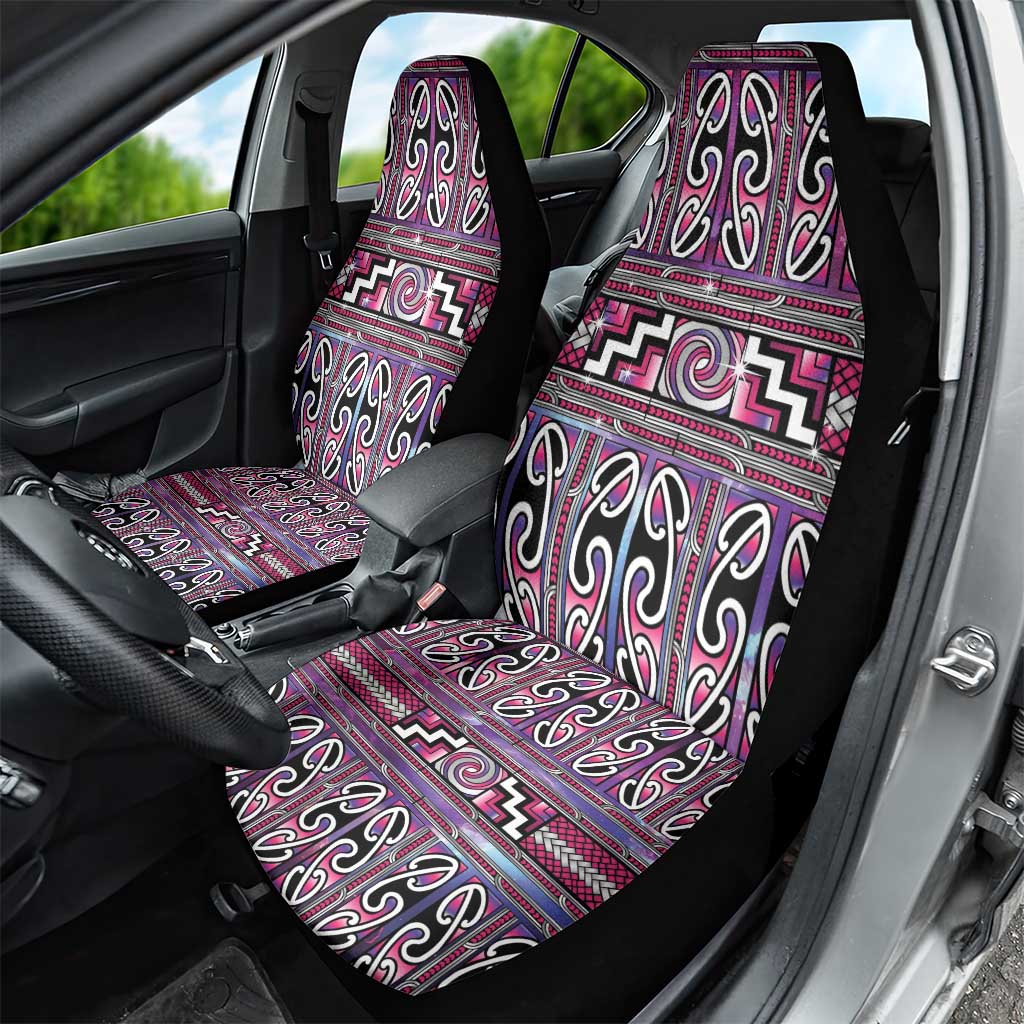 Maori Matariki Car Seat Cover Pink Galaxy Aesthetic Koru Art LT01 - Polynesian Pride