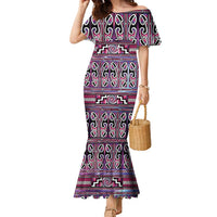 Maori Matariki Family Matching Mermaid Dress and Hawaiian Shirt Pink Galaxy Aesthetic Koru Art