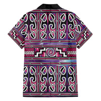 Maori Matariki Family Matching Off Shoulder Short Dress and Hawaiian Shirt Pink Galaxy Aesthetic Koru Art LT01 - Polynesian Pride