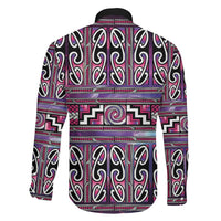Maori Matariki Family Matching Off Shoulder Short Dress and Hawaiian Shirt Pink Galaxy Aesthetic Koru Art LT01 - Polynesian Pride