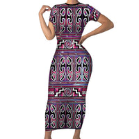 Maori Matariki Family Matching Short Sleeve Bodycon Dress and Hawaiian Shirt Pink Galaxy Aesthetic Koru Art