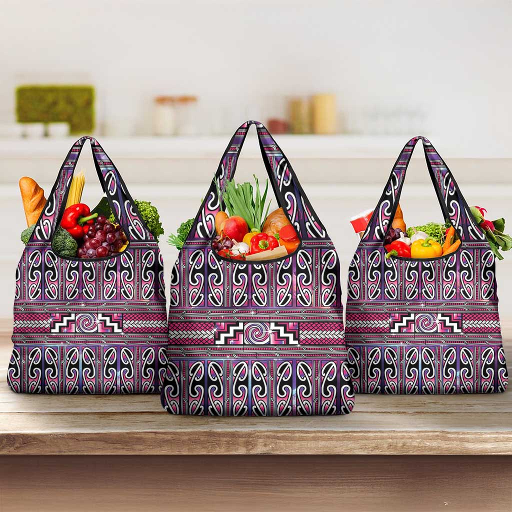 Maori Matariki Grocery Bag Pink Galaxy Aesthetic Koru Art