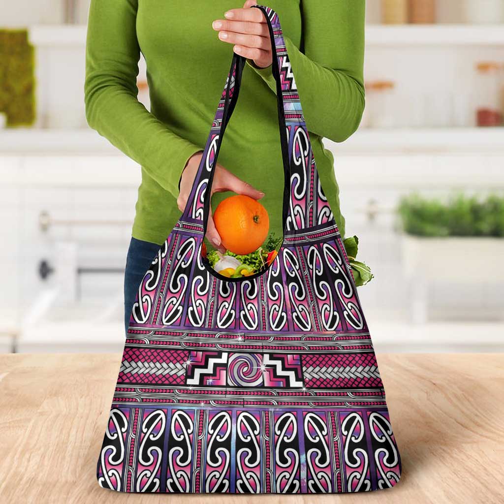 Maori Matariki Grocery Bag Pink Galaxy Aesthetic Koru Art