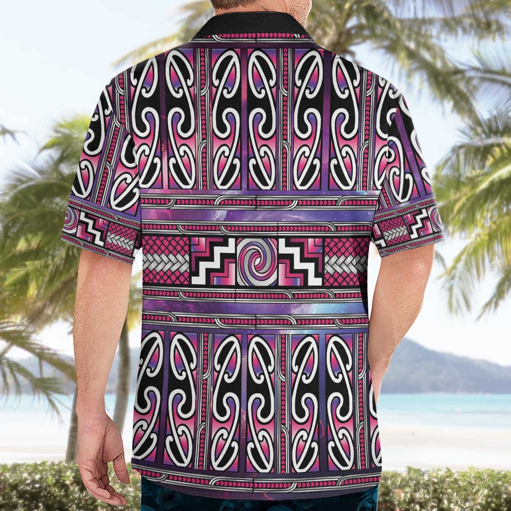 Maori Matariki Hawaiian Shirt Pink Galaxy Aesthetic Koru Art