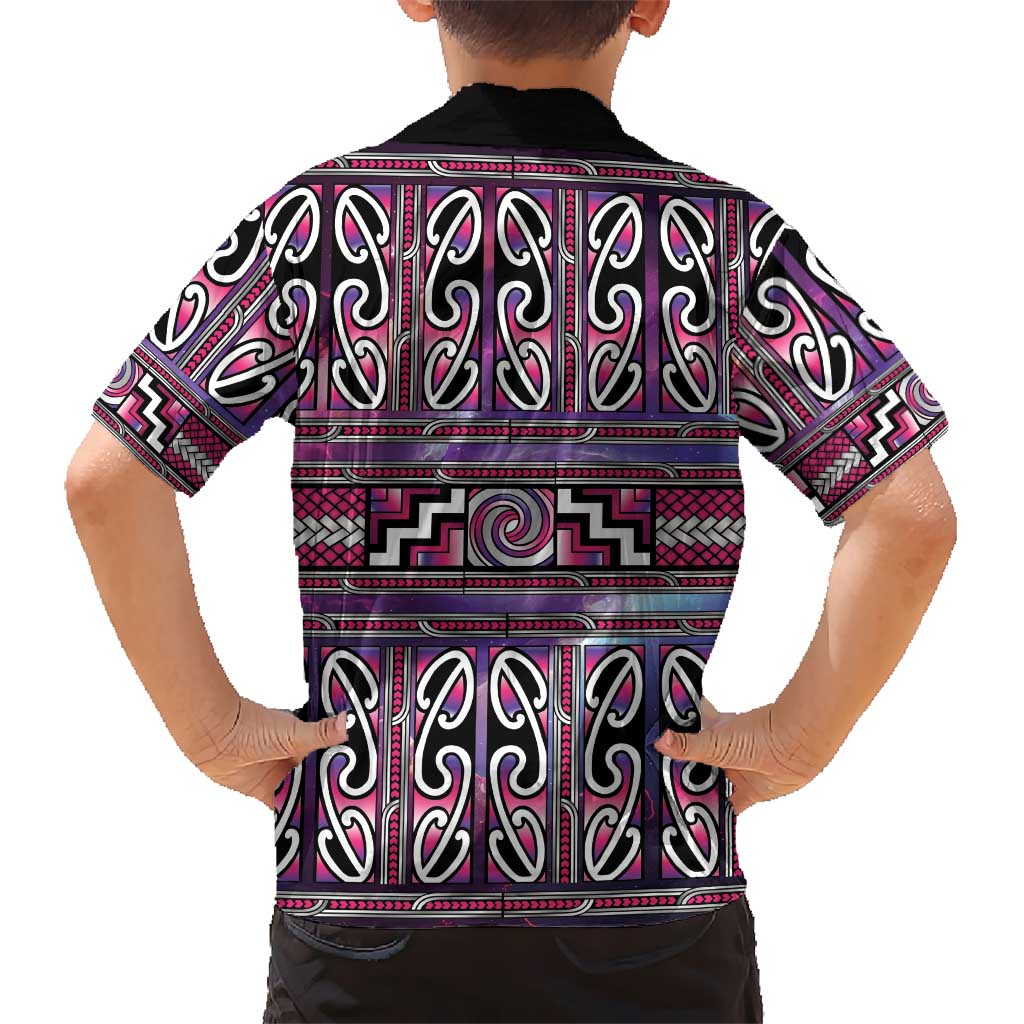 Maori Matariki Kid Hawaiian Shirt Pink Galaxy Aesthetic Koru Art LT01 - Polynesian Pride
