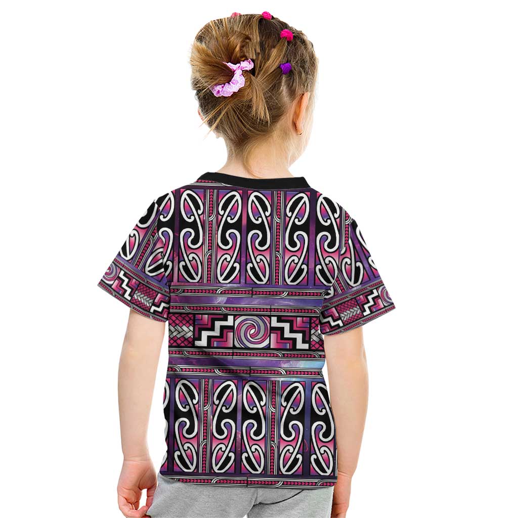 Maori Matariki Kid T Shirt Pink Galaxy Aesthetic Koru Art