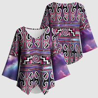 Maori Matariki Kimono Sleeve Blouse Pink Galaxy Aesthetic Koru Art LT01 - Polynesian Pride