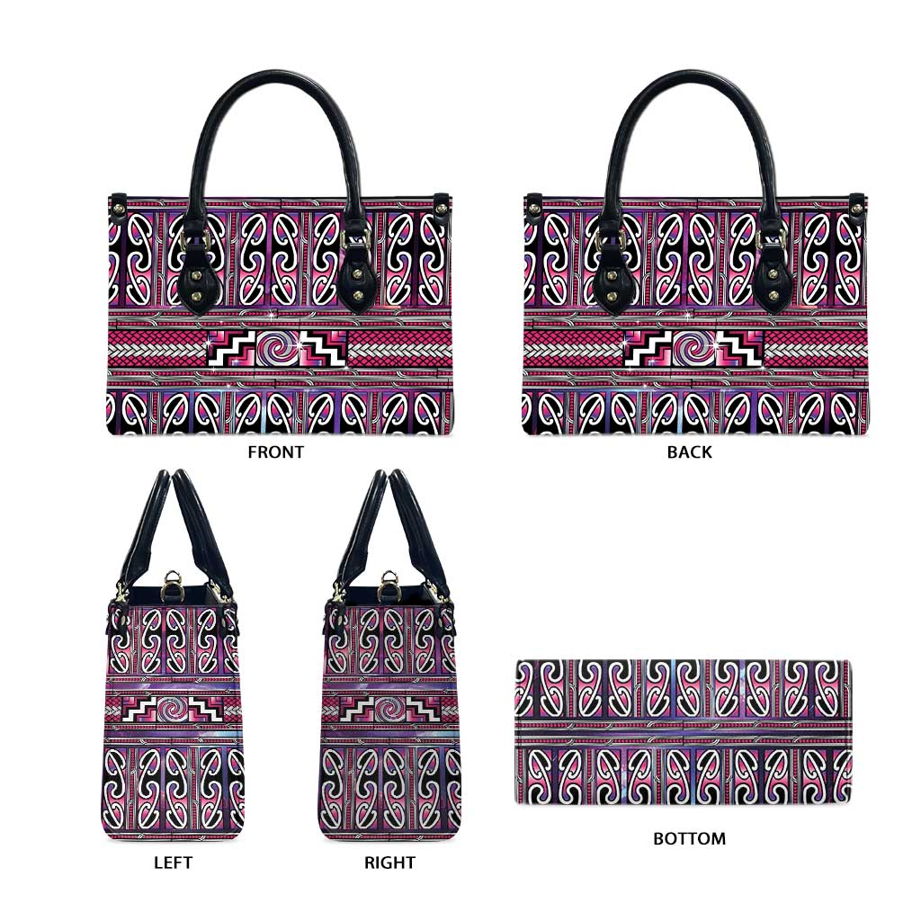 Maori Matariki Leather Bag Pink Galaxy Aesthetic Koru Art
