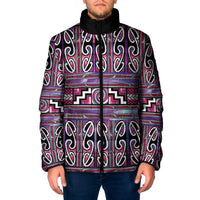 Maori Matariki Padded Jacket Pink Galaxy Aesthetic Koru Art