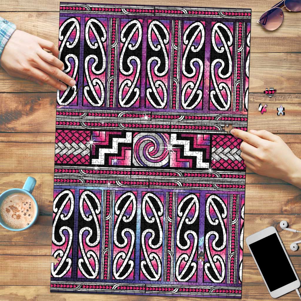 Maori Matariki Puzzle Pink Galaxy Aesthetic Koru Art