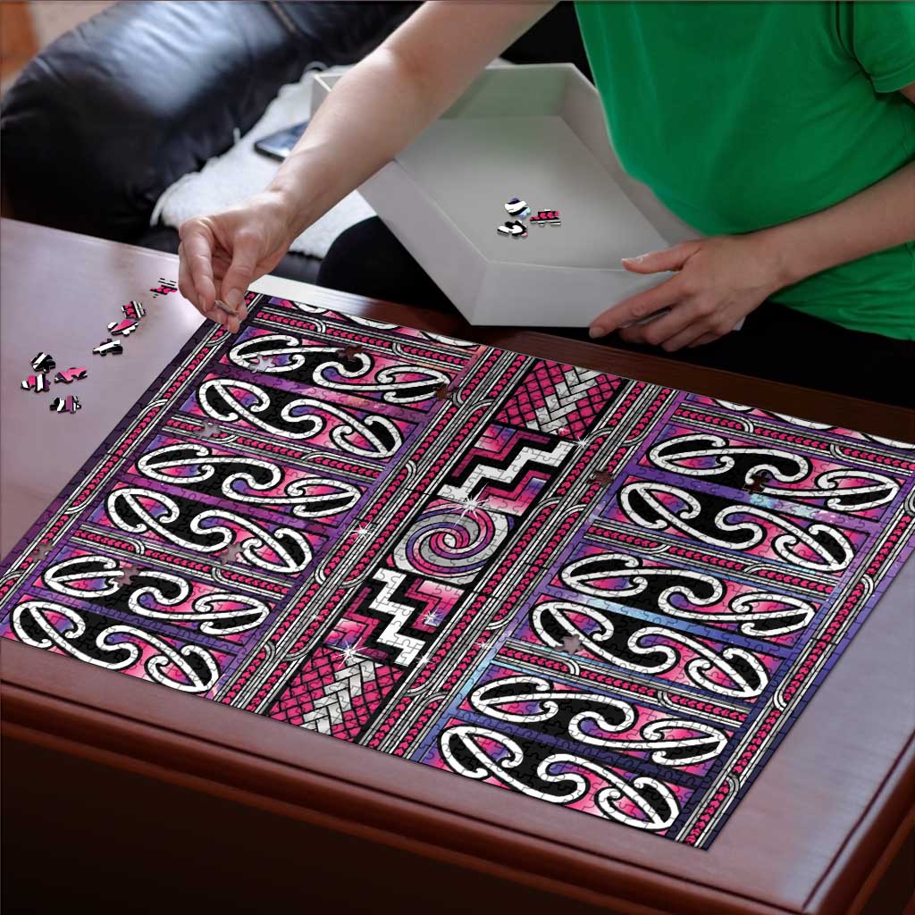 Maori Matariki Puzzle Pink Galaxy Aesthetic Koru Art