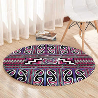 Maori Matariki Round Carpet Pink Galaxy Aesthetic Koru Art