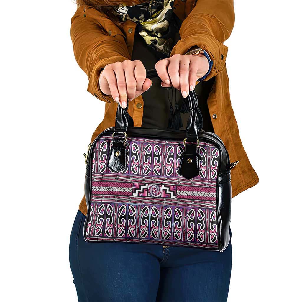 Maori Matariki Shoulder Handbag Pink Galaxy Aesthetic Koru Art