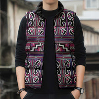 Maori Matariki Sleeveless Puffer Jacket Pink Galaxy Aesthetic Koru Art