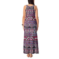 Maori Matariki Tank Maxi Dress Pink Galaxy Aesthetic Koru Art LT01 - Polynesian Pride
