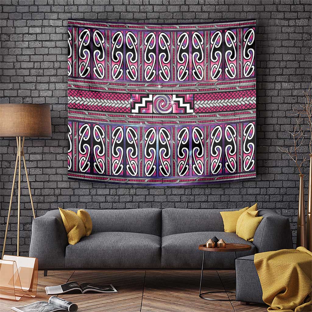 Maori Matariki Tapestry Pink Galaxy Aesthetic Koru Art