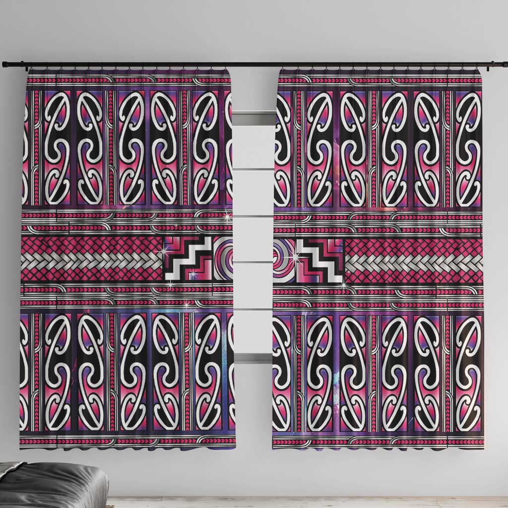 Maori Matariki Window Curtain Pink Galaxy Aesthetic Koru Art