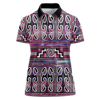 Maori Matariki Women Polo Shirt Pink Galaxy Aesthetic Koru Art