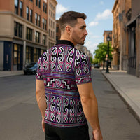 Maori Matariki Zipper Polo Shirt Pink Galaxy Aesthetic Koru Art
